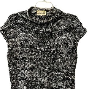 Cleobella Mock Neck Sleeveless Textured Knit Asymetric Sweater Tunic S Marbled